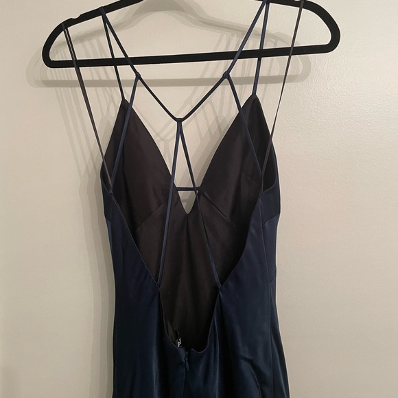 and by Allen Schwartz Navy “Bias” Satin Slip Gown Size 6 - Picture 5 of 10